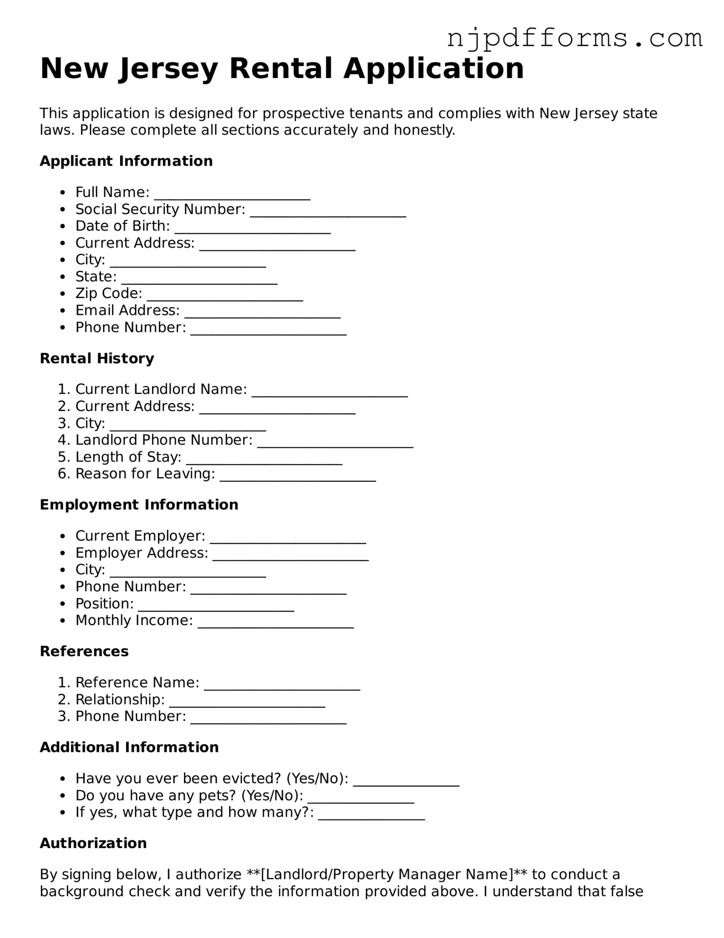 Attorney-Verified New Jersey Rental Application Document
