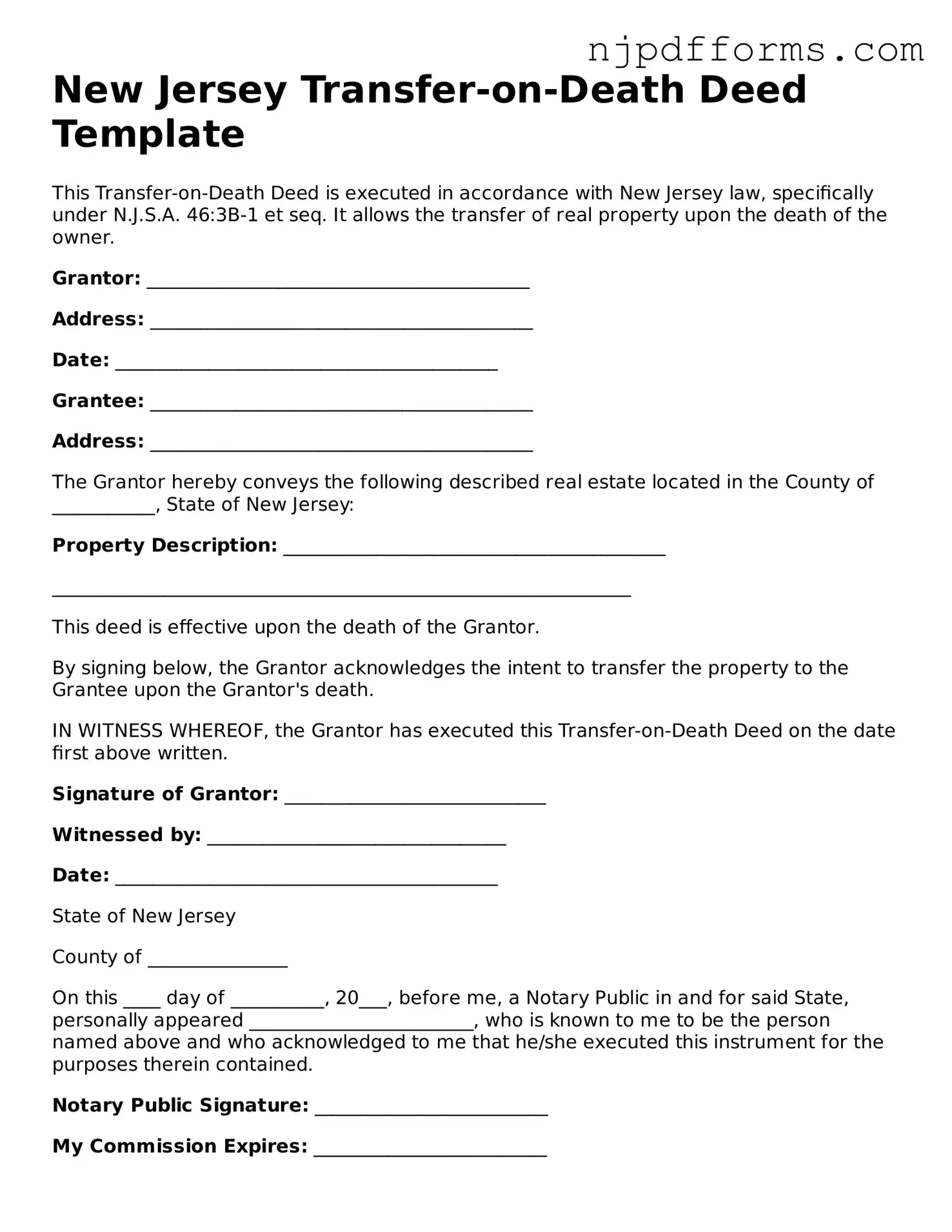 Attorney-Verified New Jersey Transfer-on-Death Deed Document