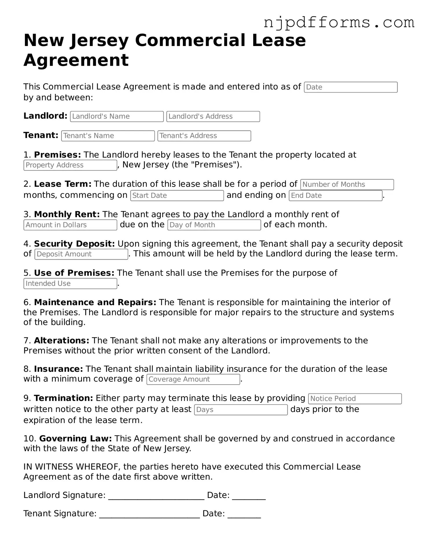 Attorney-Verified New Jersey Commercial Lease Agreement Document