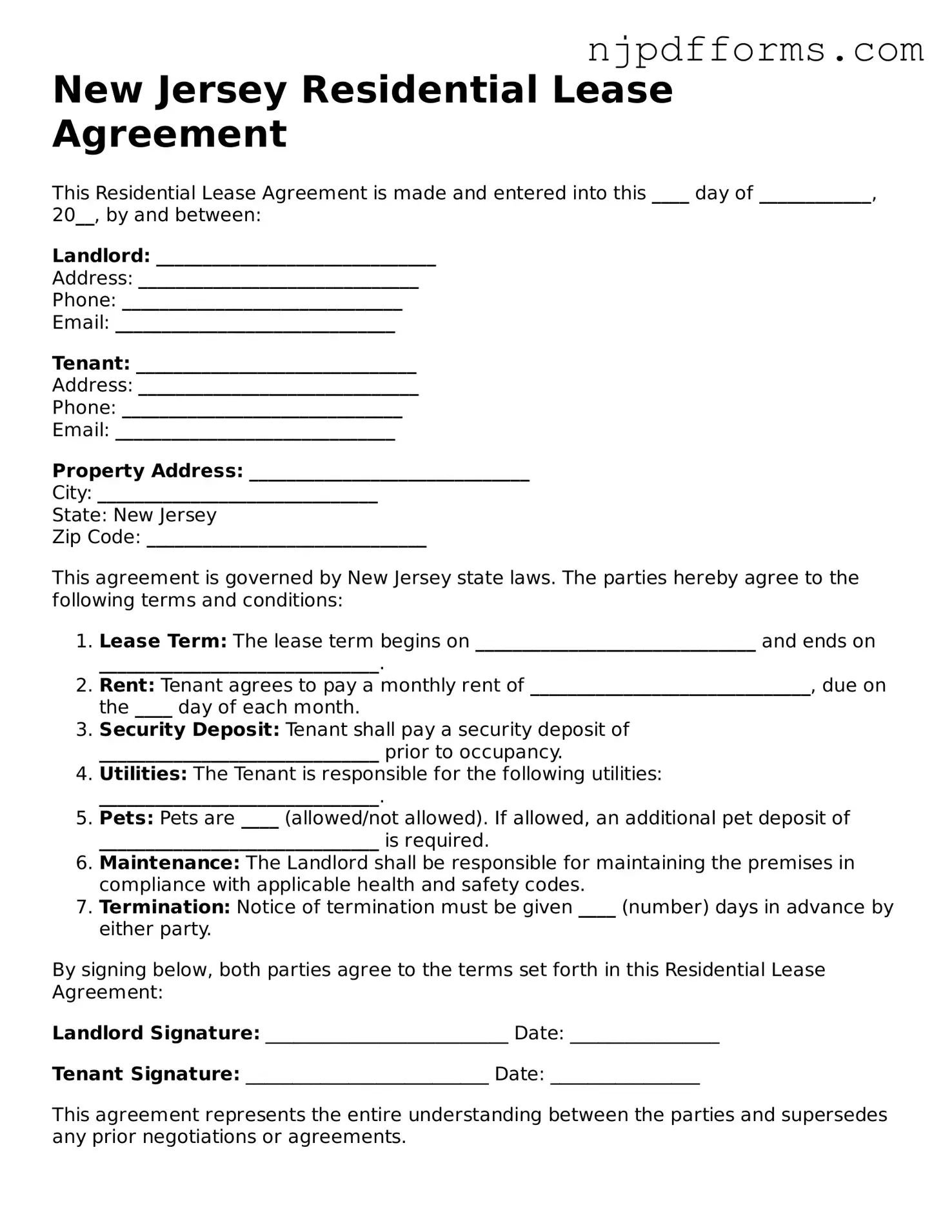 Attorney-Verified New Jersey Residential Lease Agreement Document