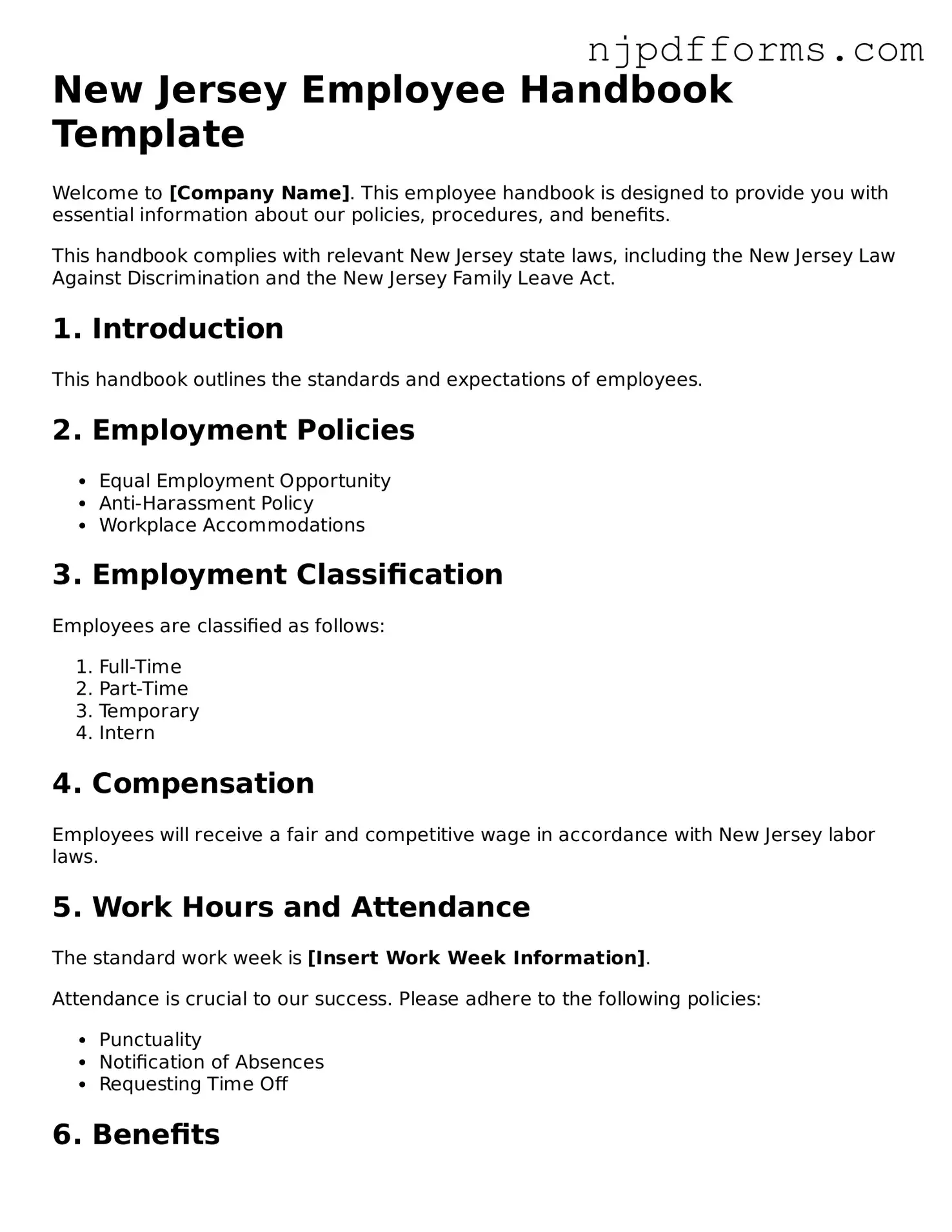 Attorney-Verified New Jersey Employee Handbook Document