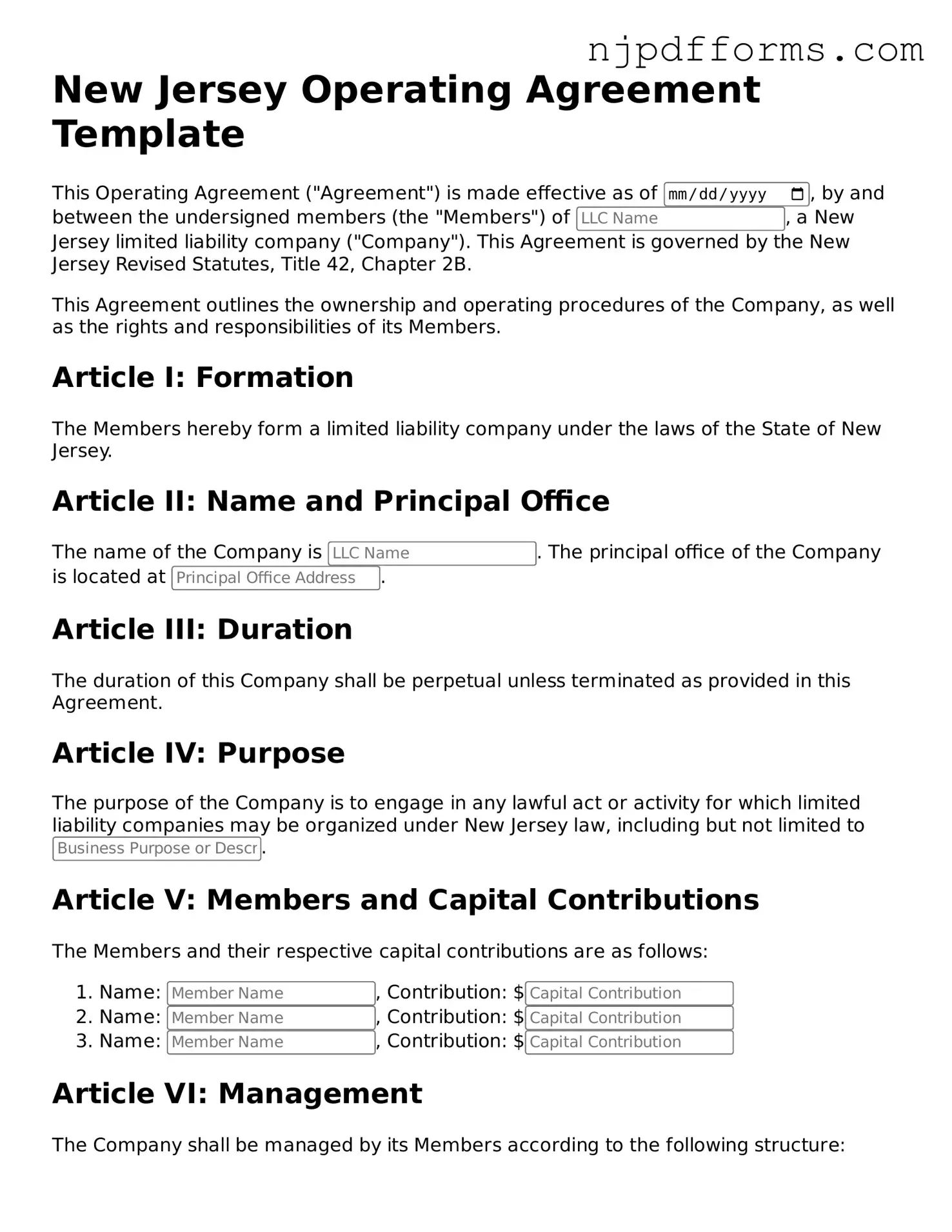 Attorney-Verified New Jersey Operating Agreement Document
