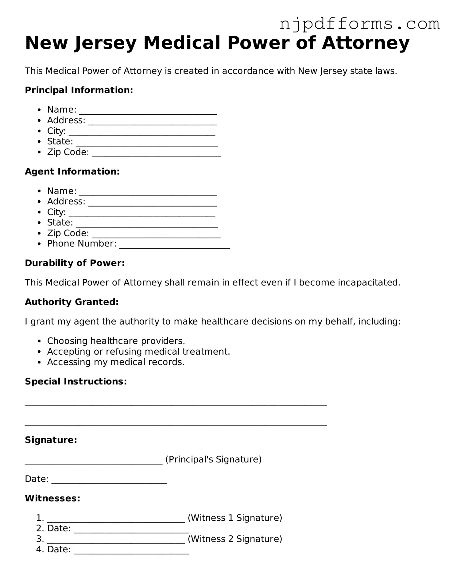 Attorney-Verified New Jersey Medical Power of Attorney Document