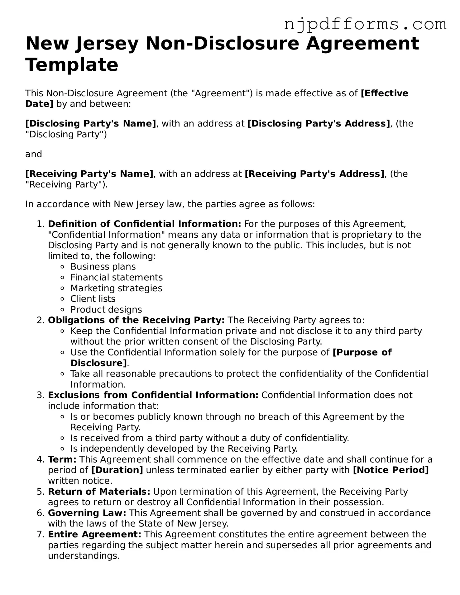 Attorney-Verified New Jersey Non-disclosure Agreement Document