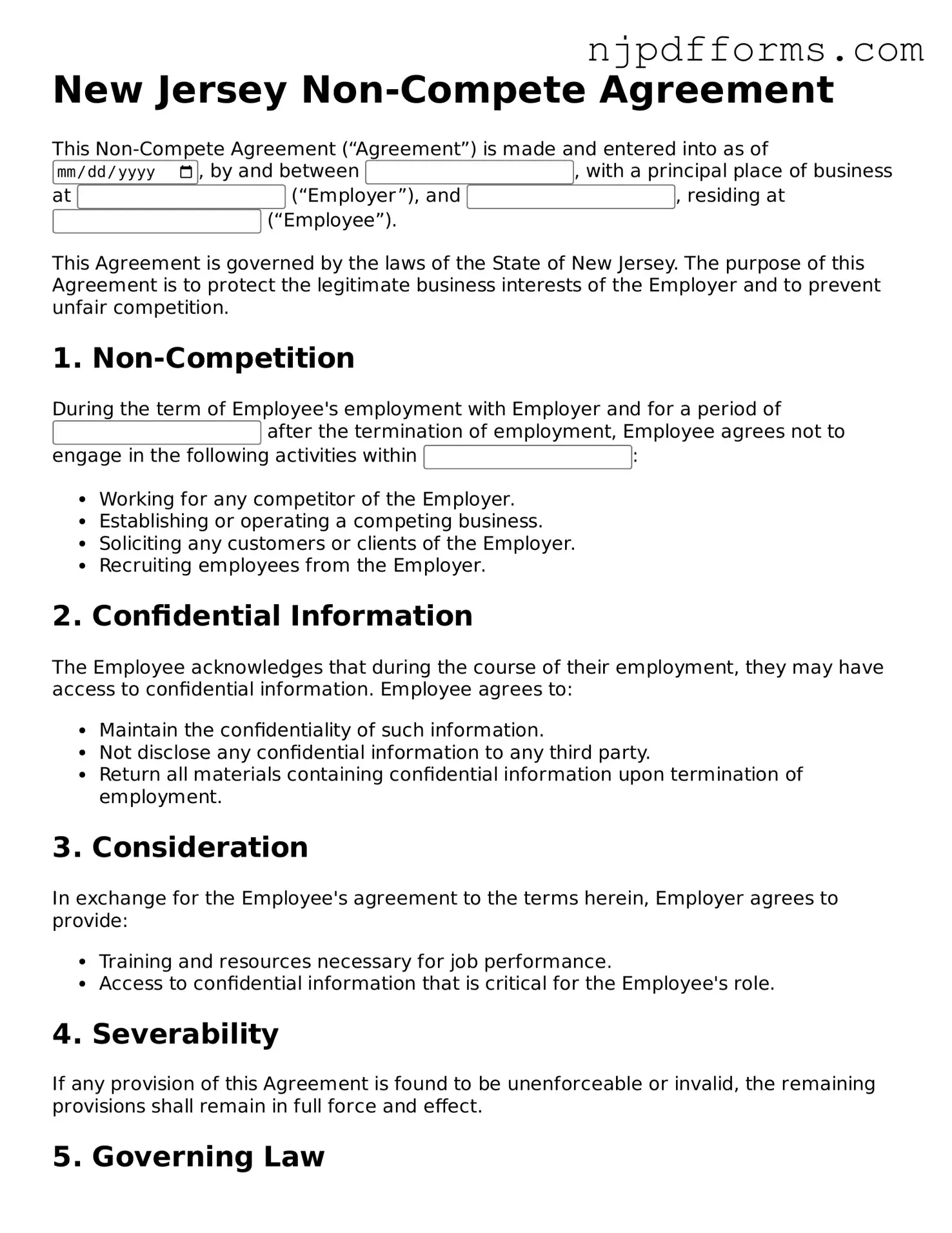 Attorney-Verified New Jersey Non-compete Agreement Document