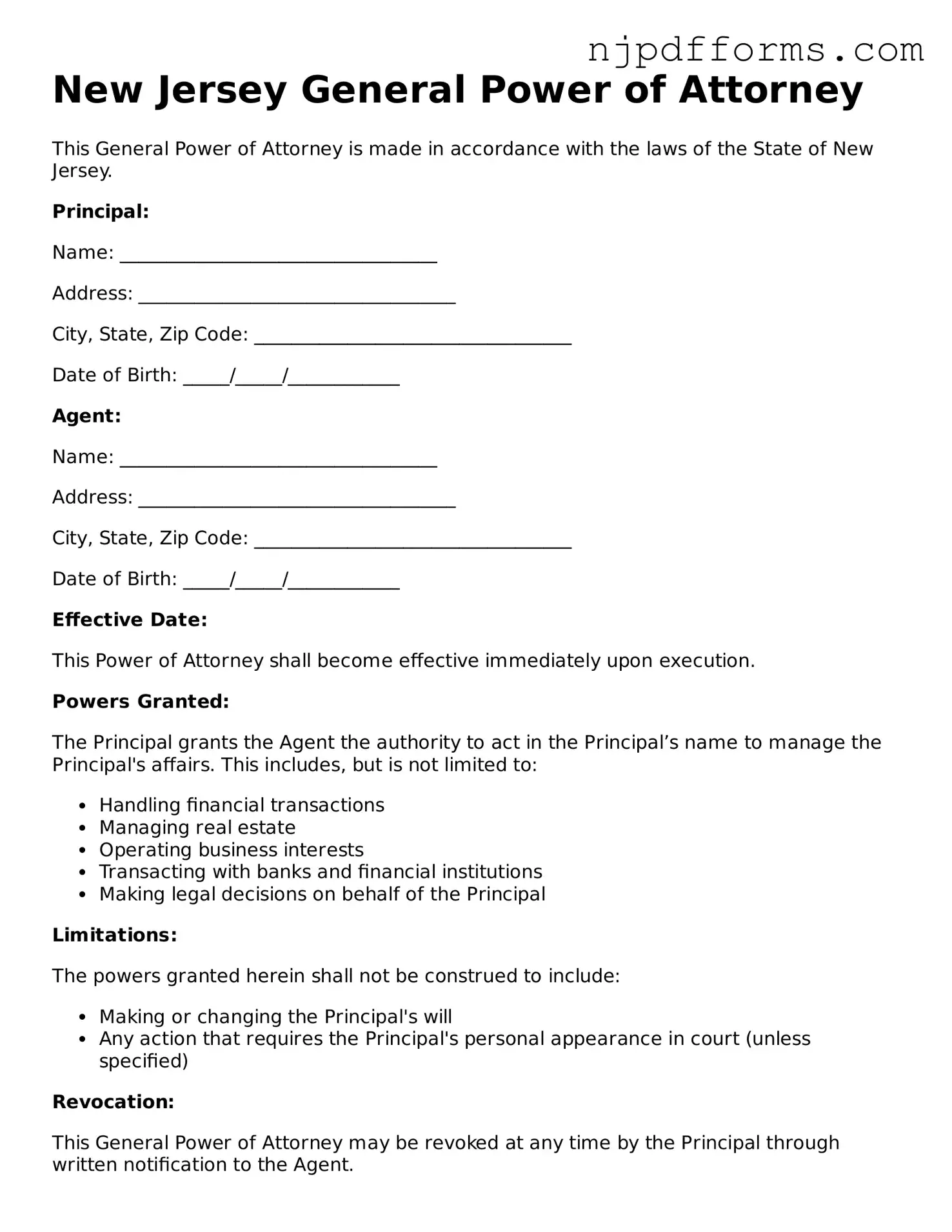 Attorney-Verified New Jersey General Power of Attorney Document