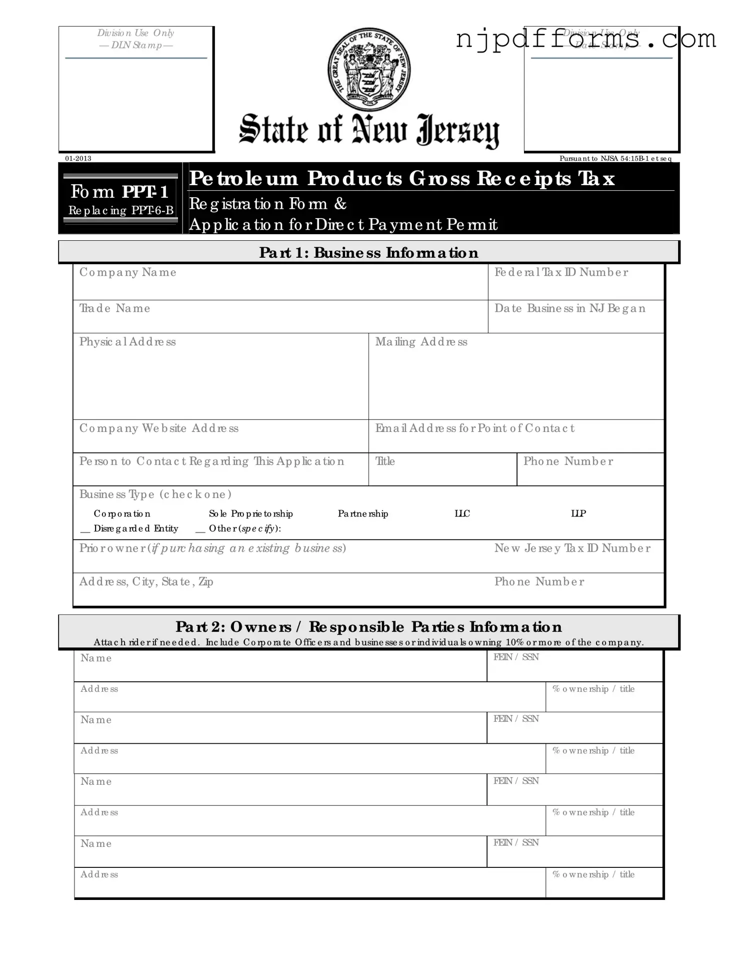 New Jersey Ppt 6 B Form