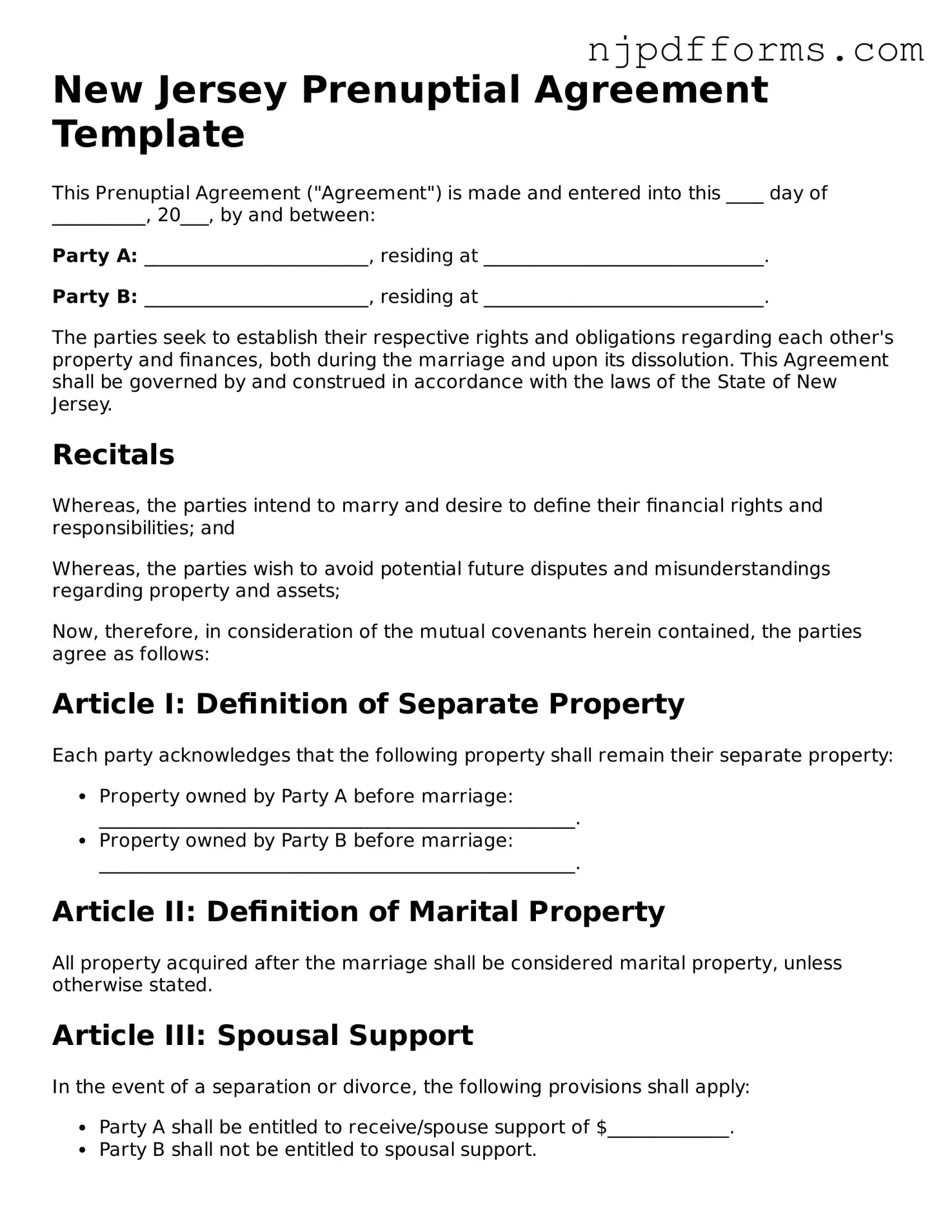 Attorney-Verified New Jersey Prenuptial Agreement Document