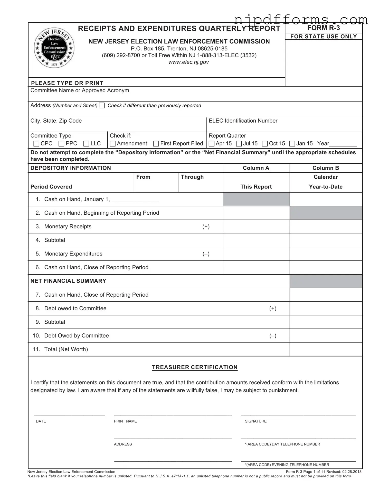 New Jersey R 3 Form
