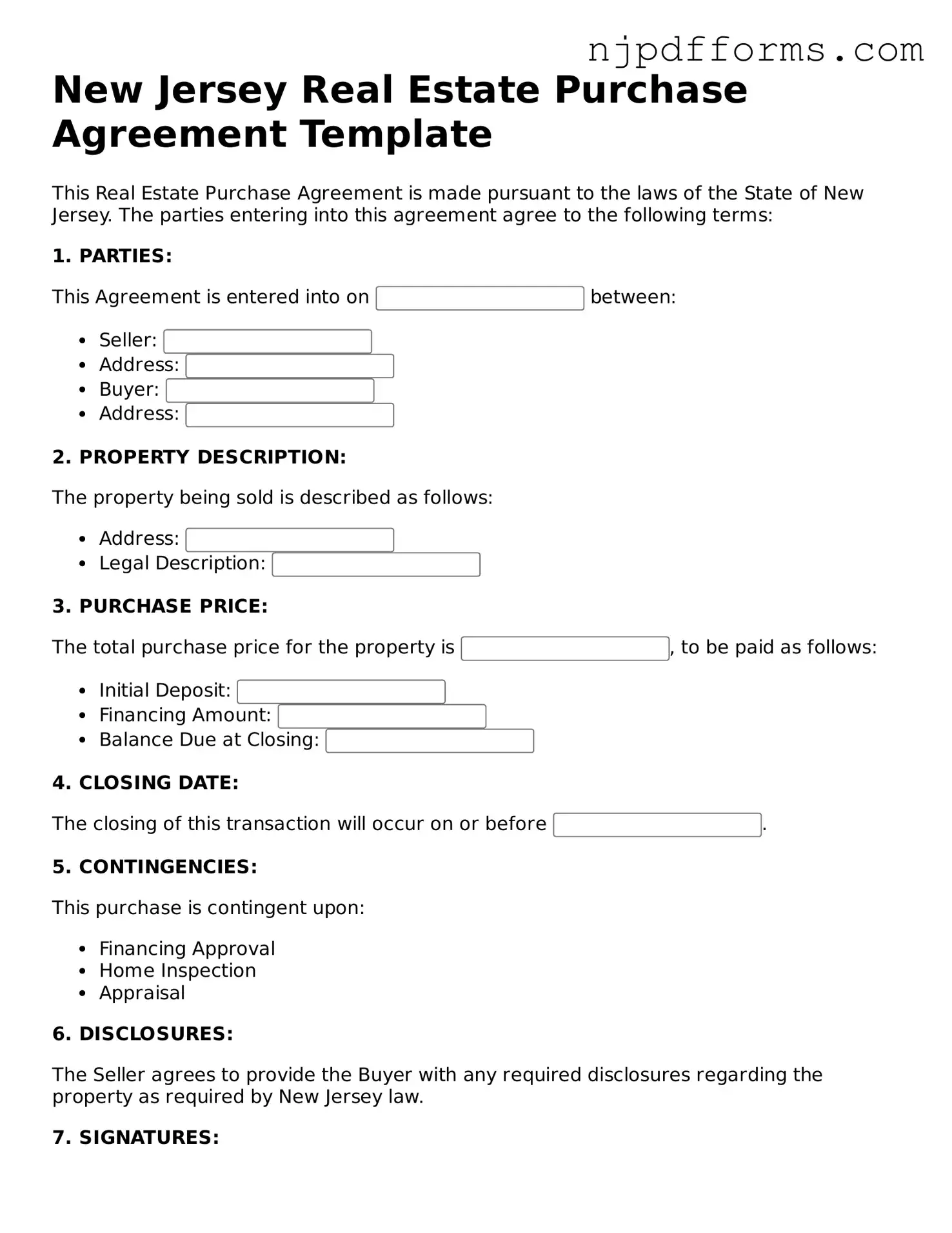 Attorney-Verified New Jersey Real Estate Purchase Agreement Document