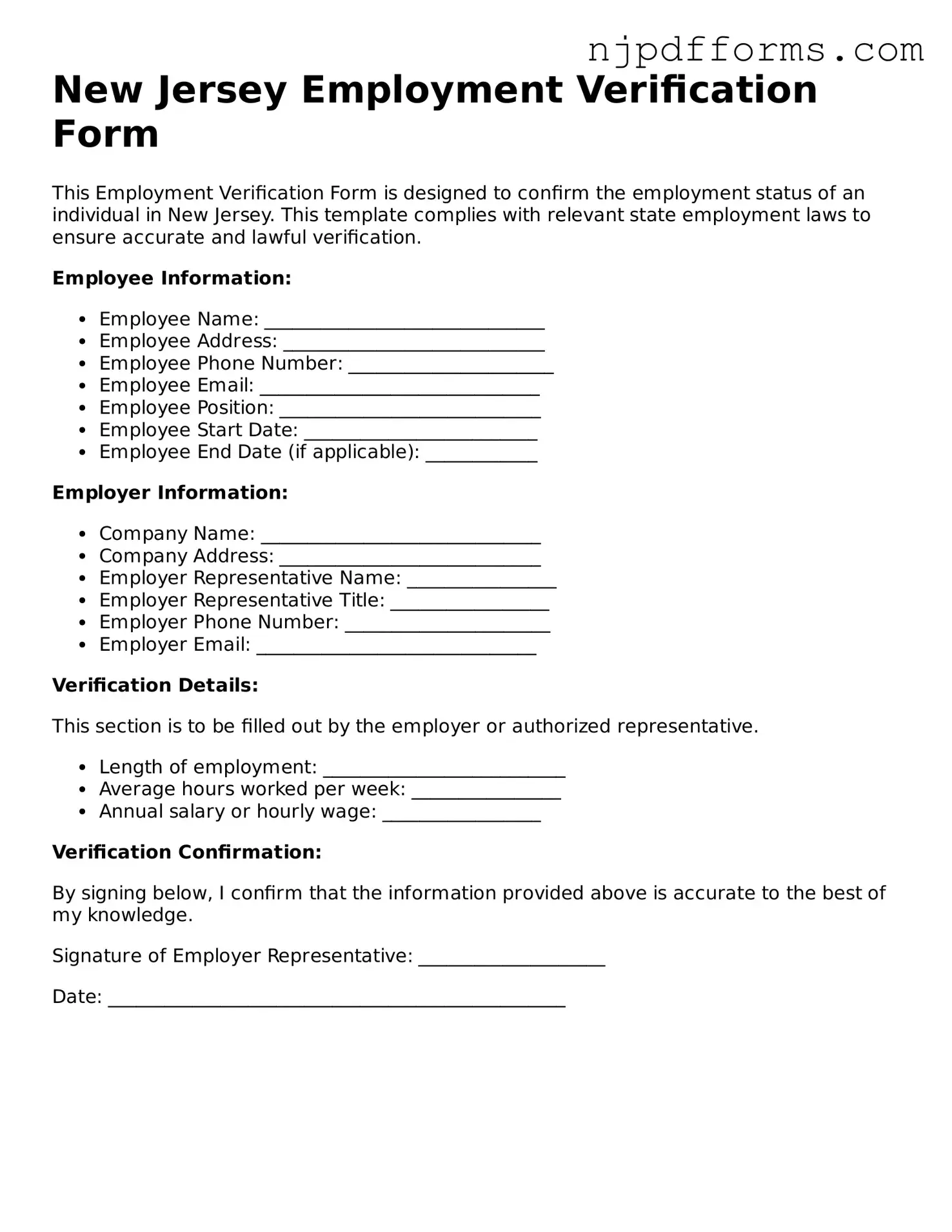 Attorney-Verified New Jersey Employment Verification Document