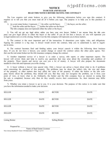 New Jersey 118 Form
