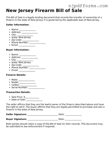 Attorney-Verified New Jersey Firearm Bill of Sale Document