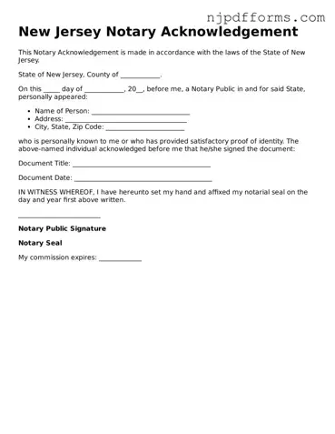 Attorney-Verified New Jersey Notary Acknowledgement Document