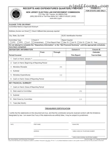 New Jersey R 3 Form