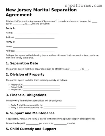 Attorney-Verified New Jersey Marital Separation Agreement Document