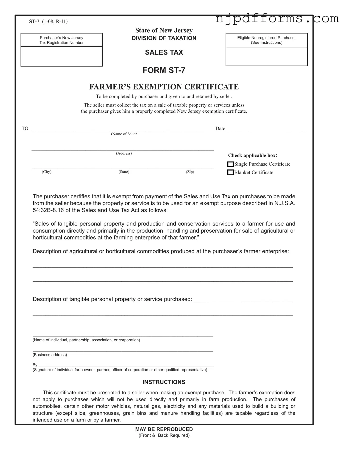 St 7 New Jersey Form