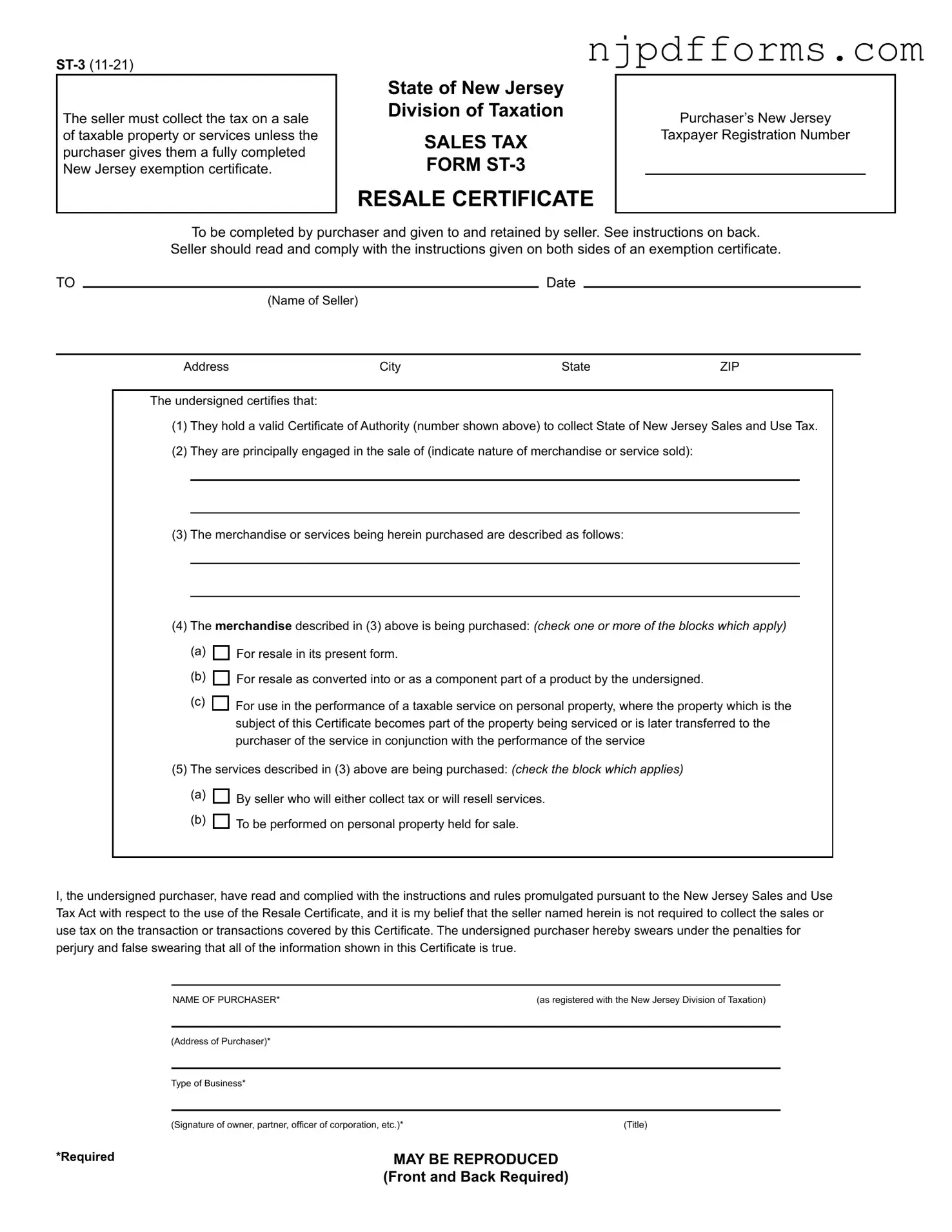 St 3 New Jersey Form